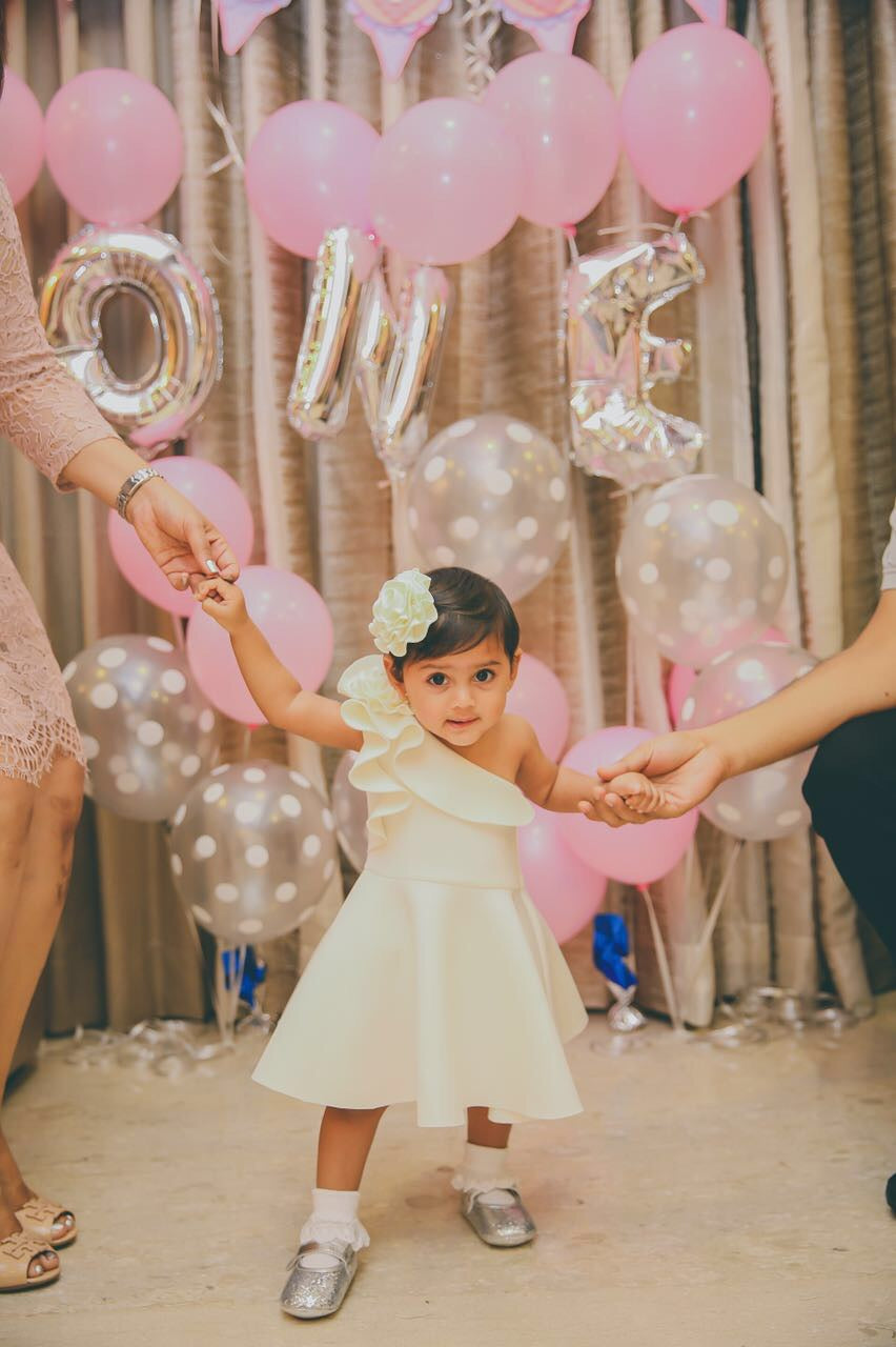 Ivory One Shoulder Rose Dress