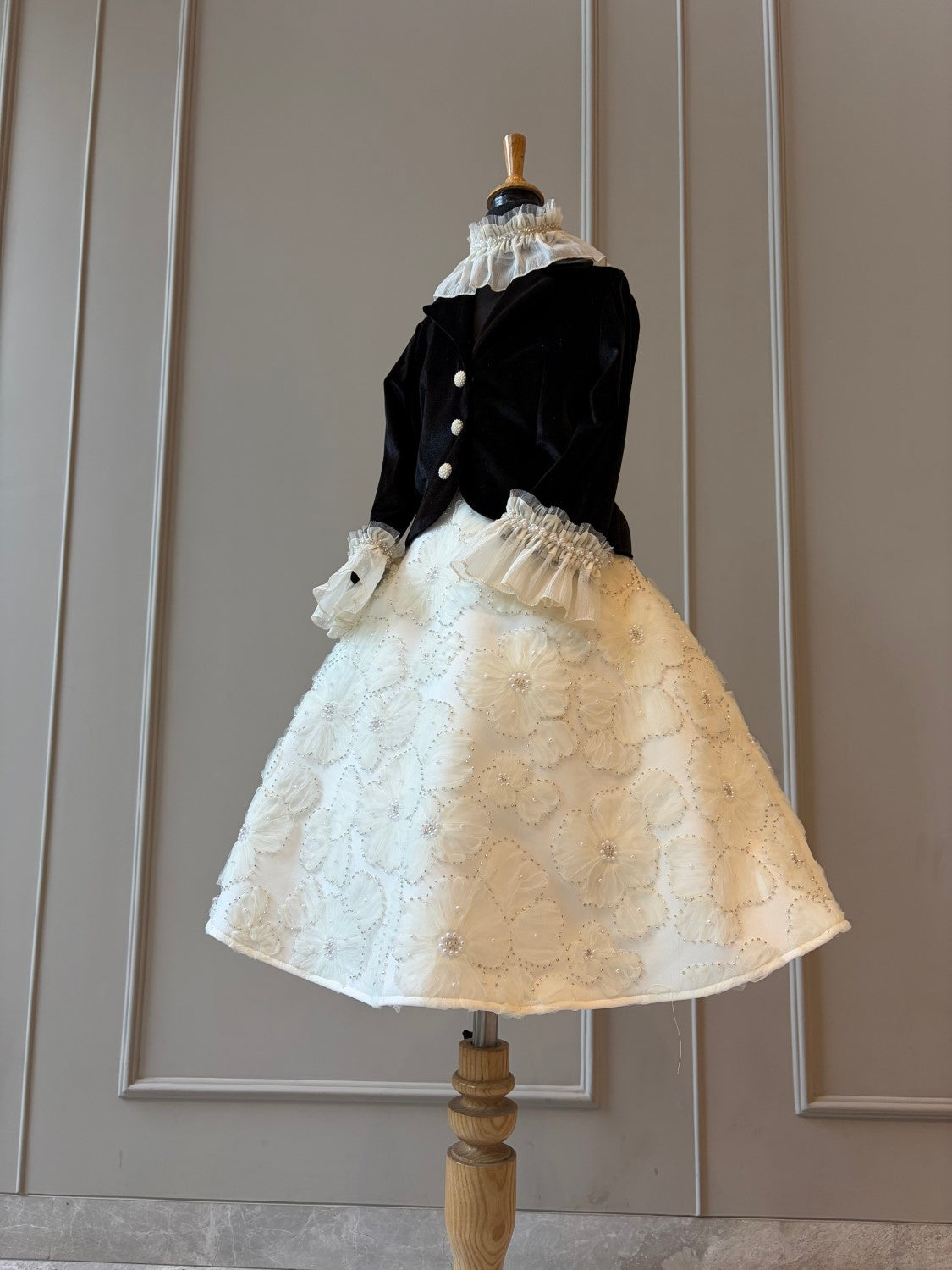 Black Velvet Coat Classic Vintage Dress