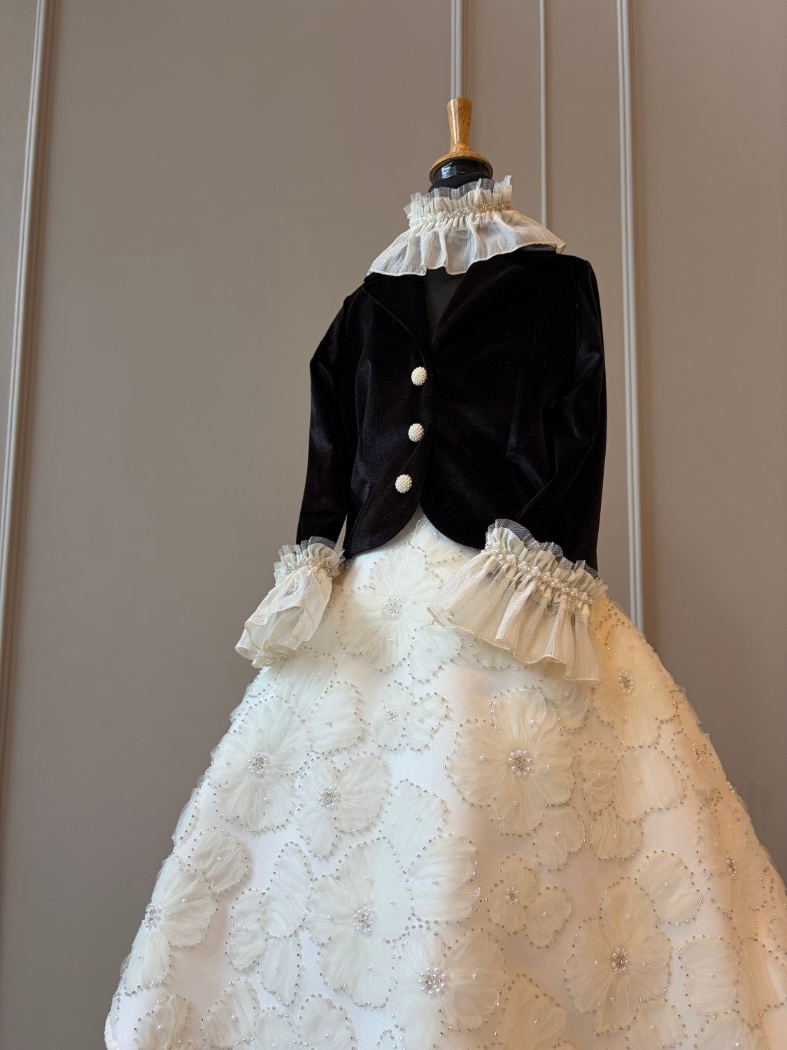 Black Velvet Coat Classic Vintage Dress