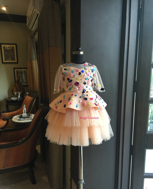 Peach Candy Peplum Dress