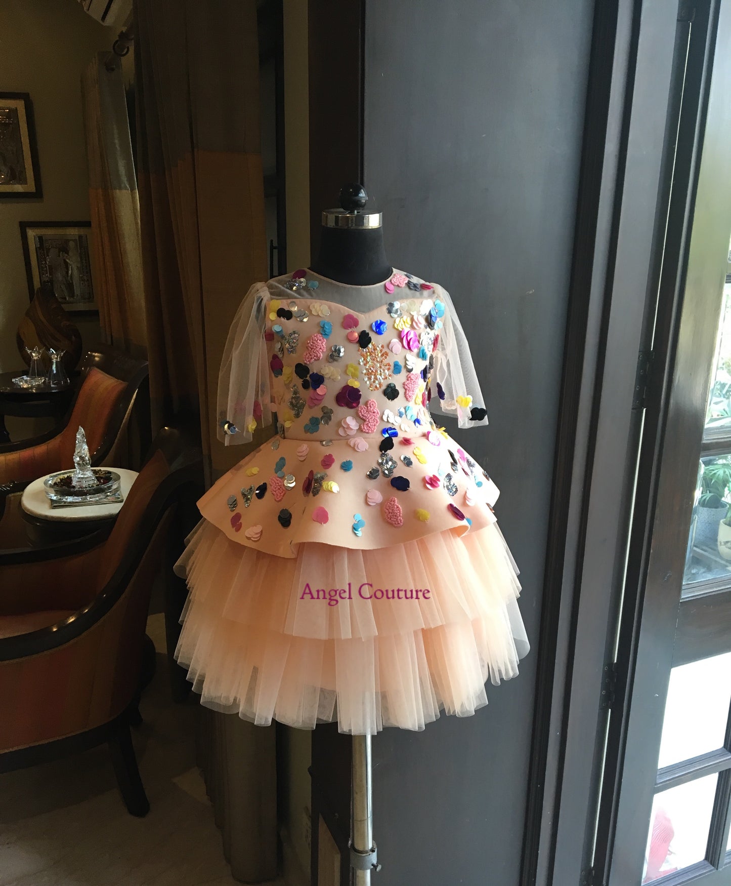 Peach Candy Peplum Dress