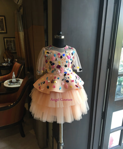 Peach Candy Peplum Dress