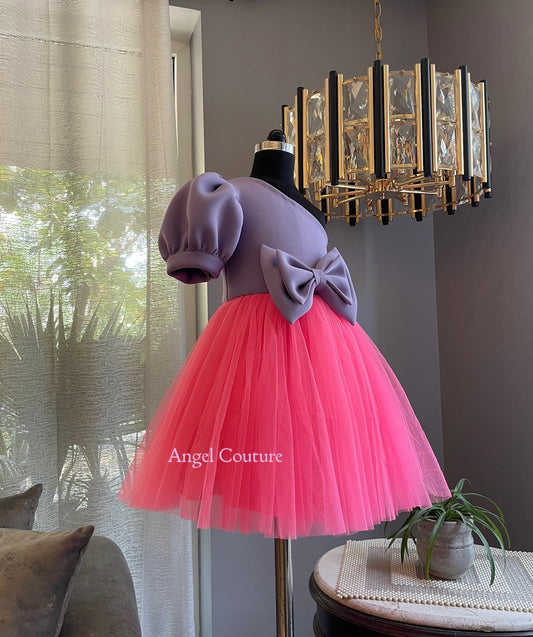 Lavender One Shoulder Box Sleeve Dressgirls