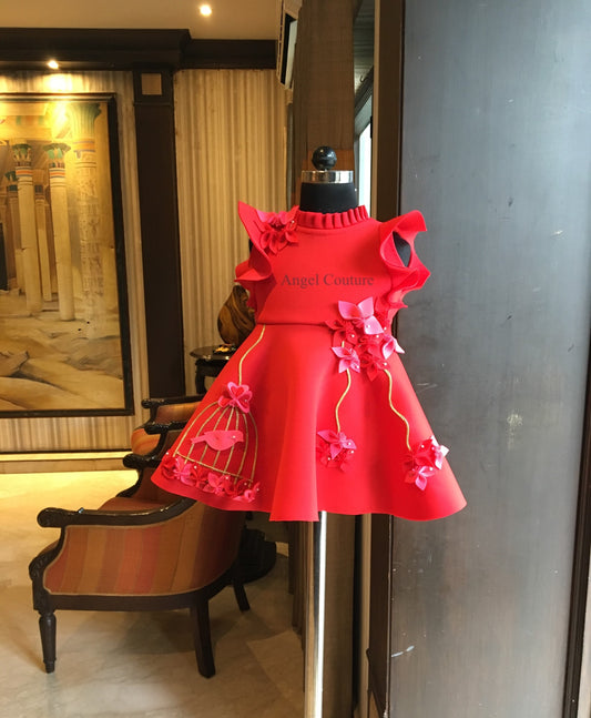 Red Fuchsia Pink Birdcage Dress