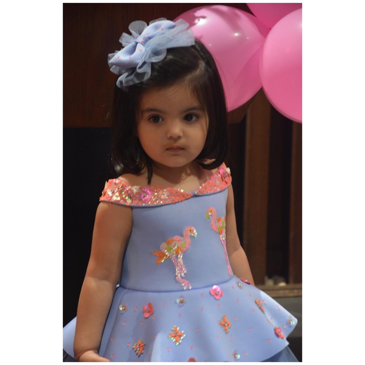 Powder Blue Offshoulder Flamingo Dress