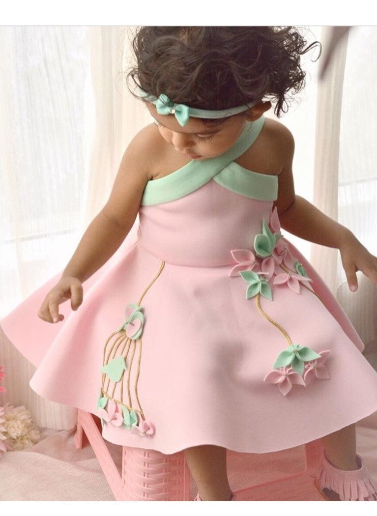 Baby Pink Criss Cross Birdacage Dress