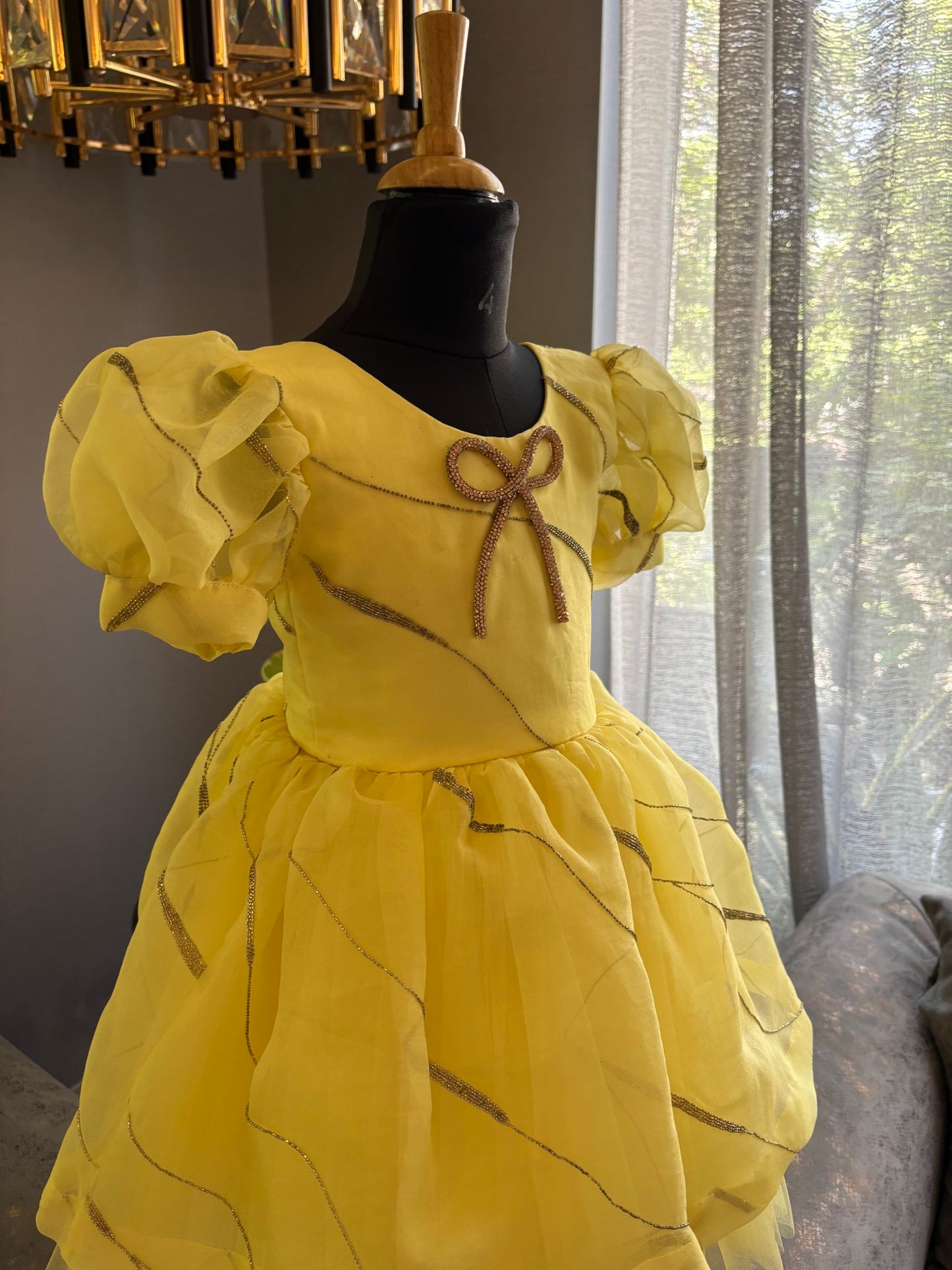 Yellow Organza Sequence Dress