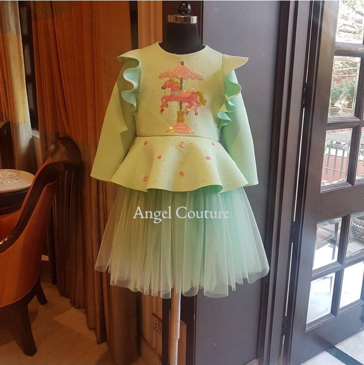 Mint Green Unicorn Carousel Dress