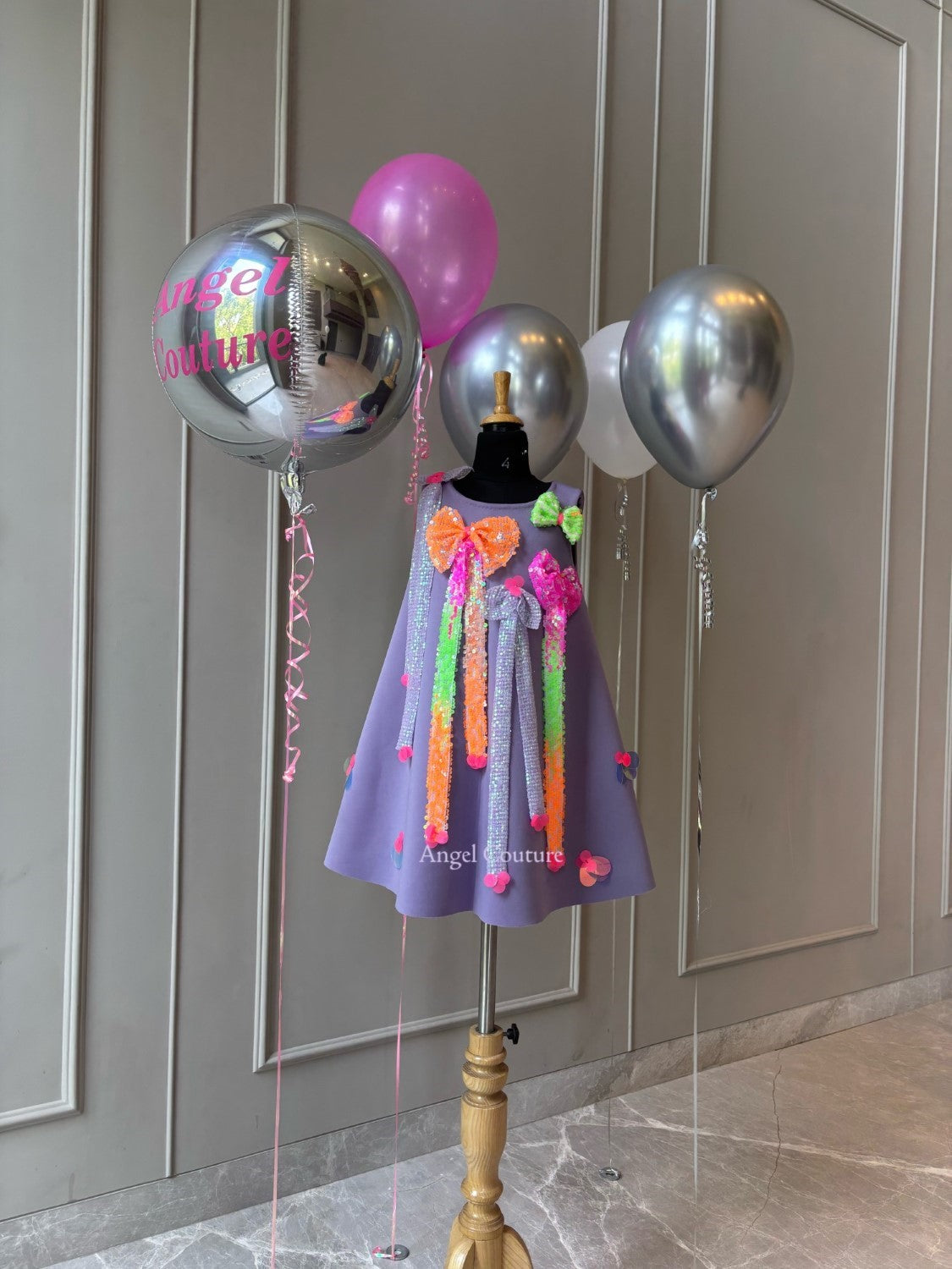 Lavender Neon Bow Dress