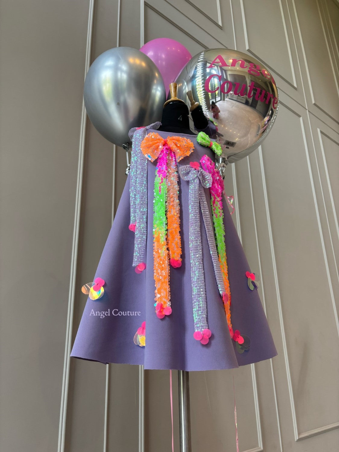 Lavender Neon Bow Dress