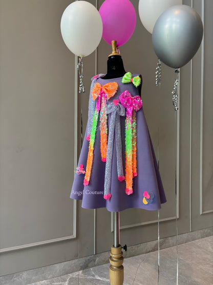 Lavender Neon Bow Dress