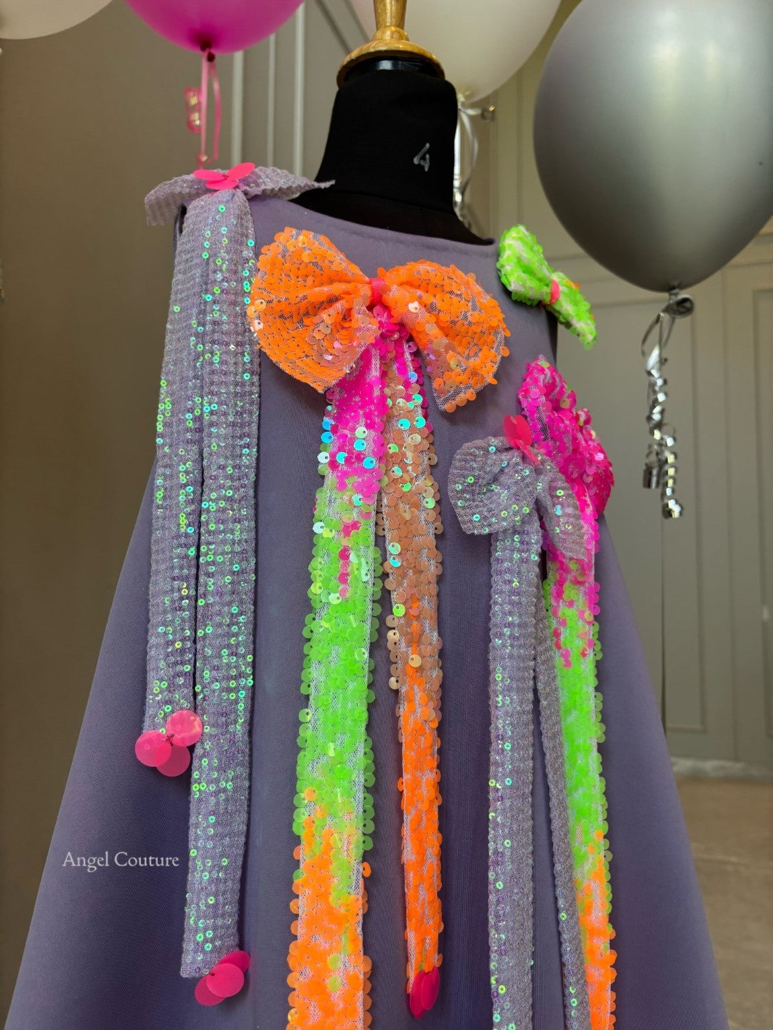 Lavender Neon Bow Dress