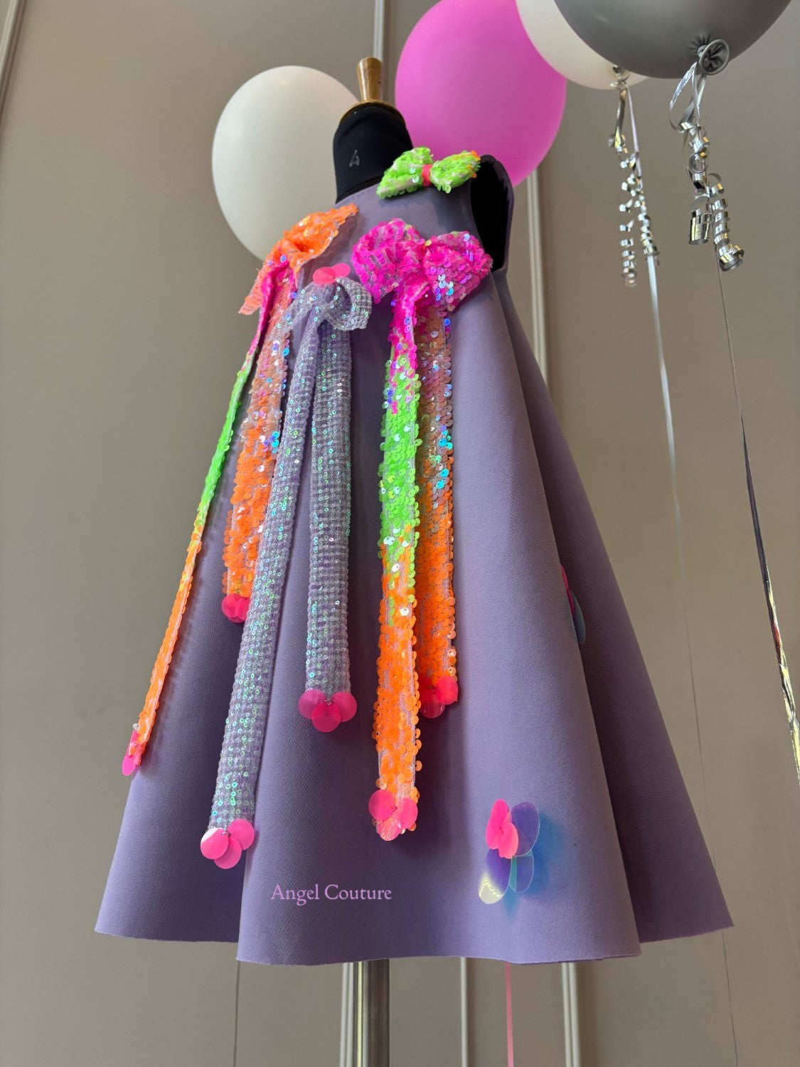 Lavender Neon Bow Dress