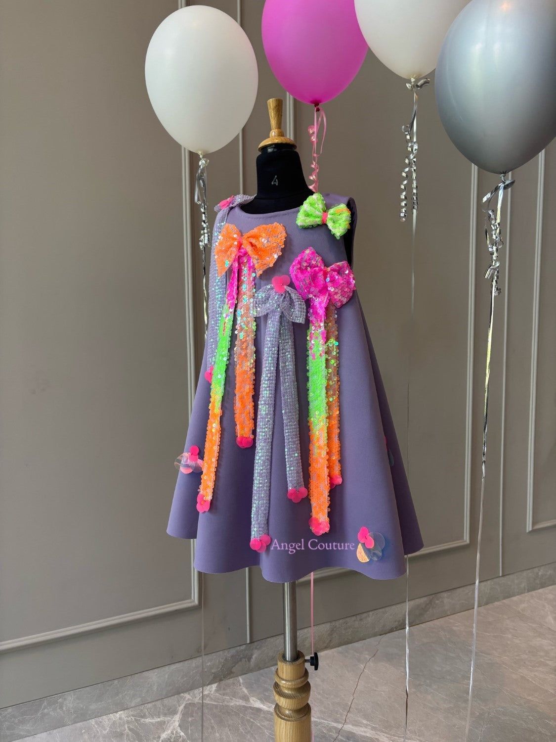 Lavender Neon Bow Dress