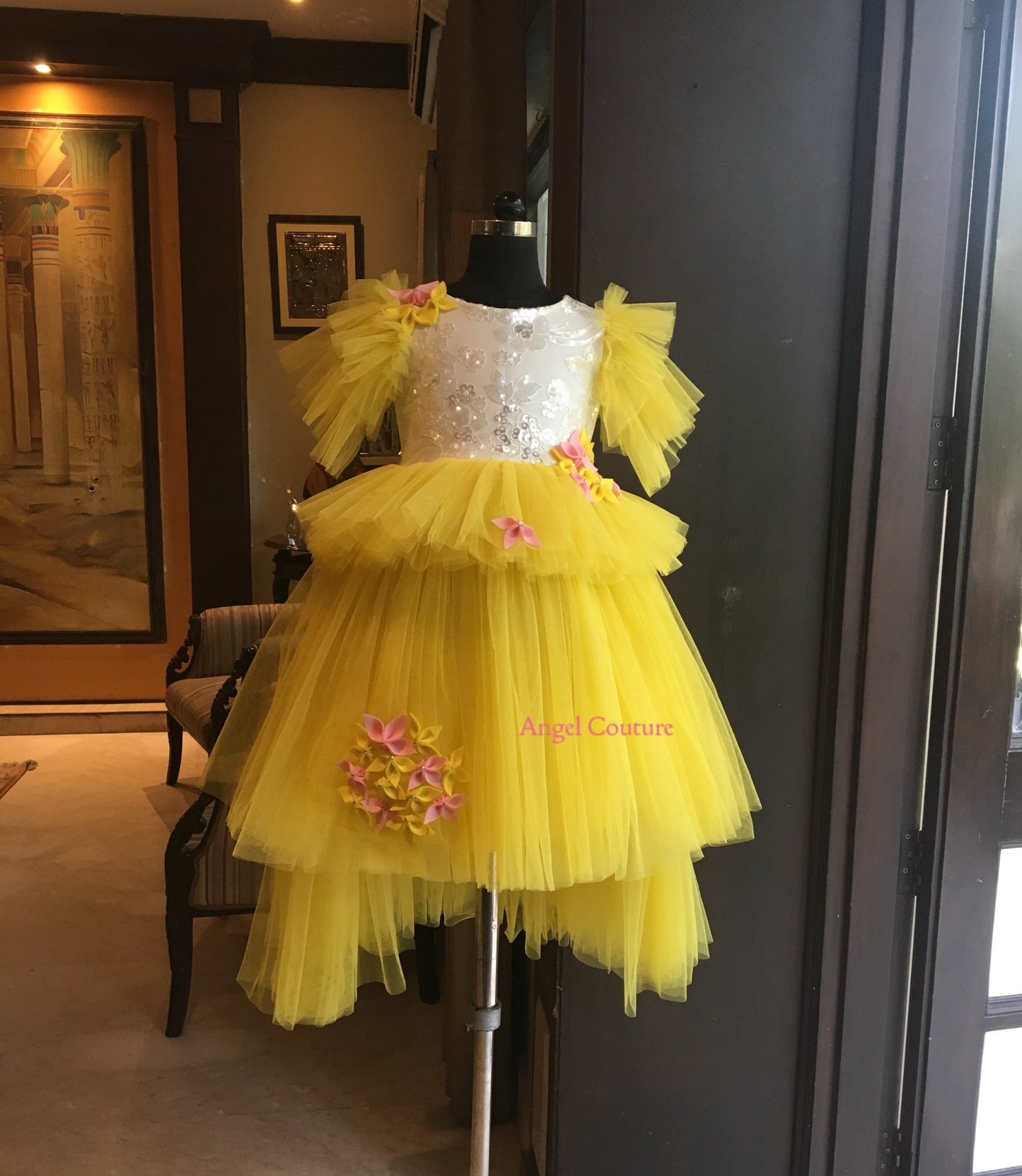 Yellow Sunshine Sequence Multifrill Dress