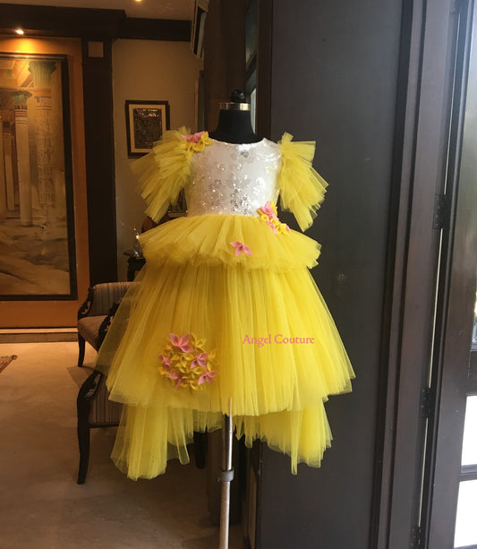 Yellow Sunshine Sequence Multifrill Dress