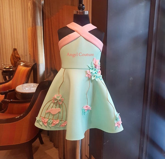 Mint Green Baby Pink Birdcage Dress
