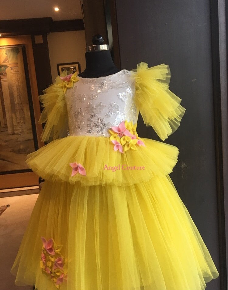 Yellow Sunshine Sequence Multifrill Dress