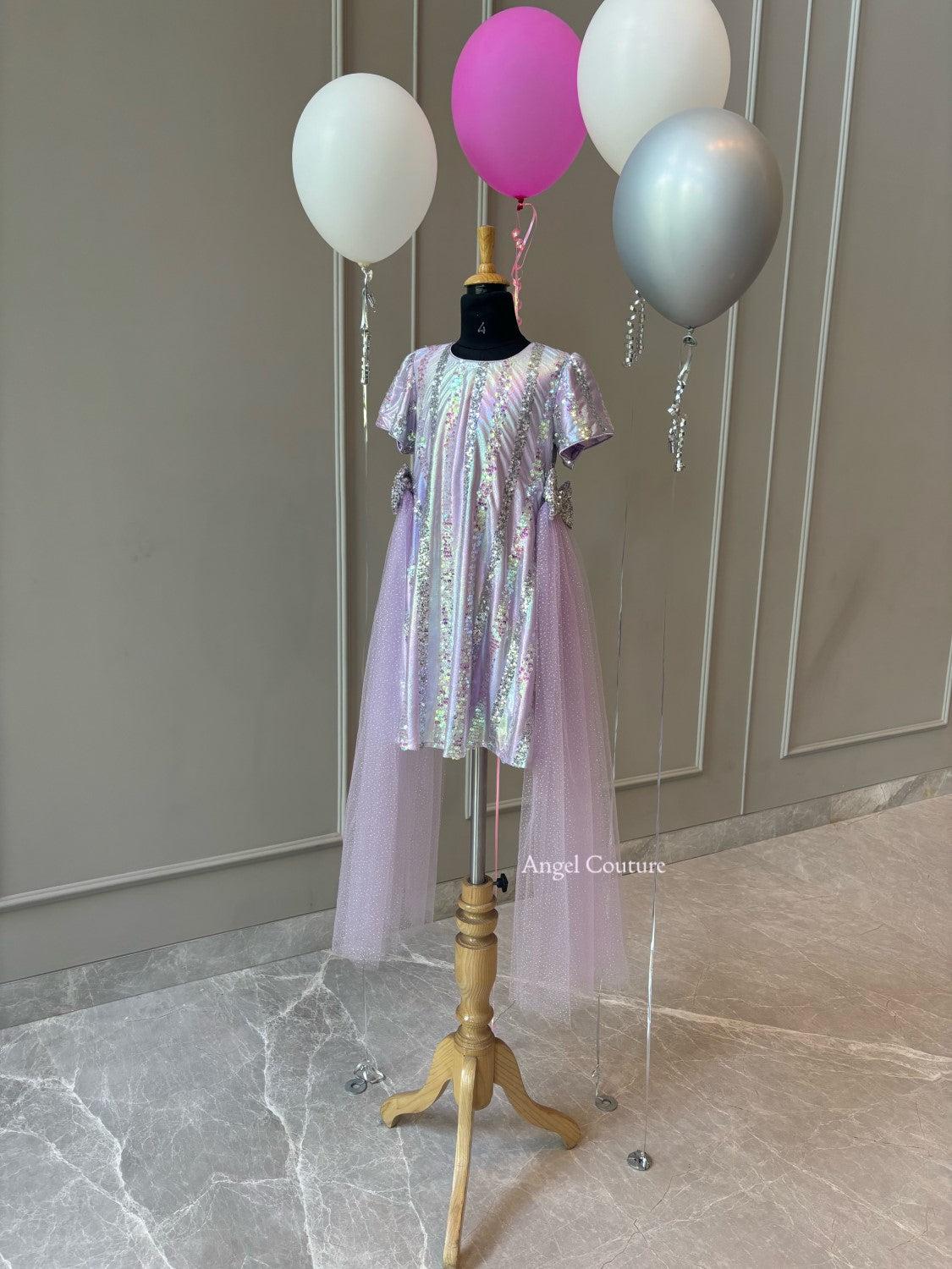 Lilac Silver Hallographic Sequence Dress