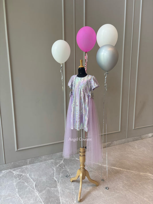 Lilac Silver Hallographic Sequence Dress