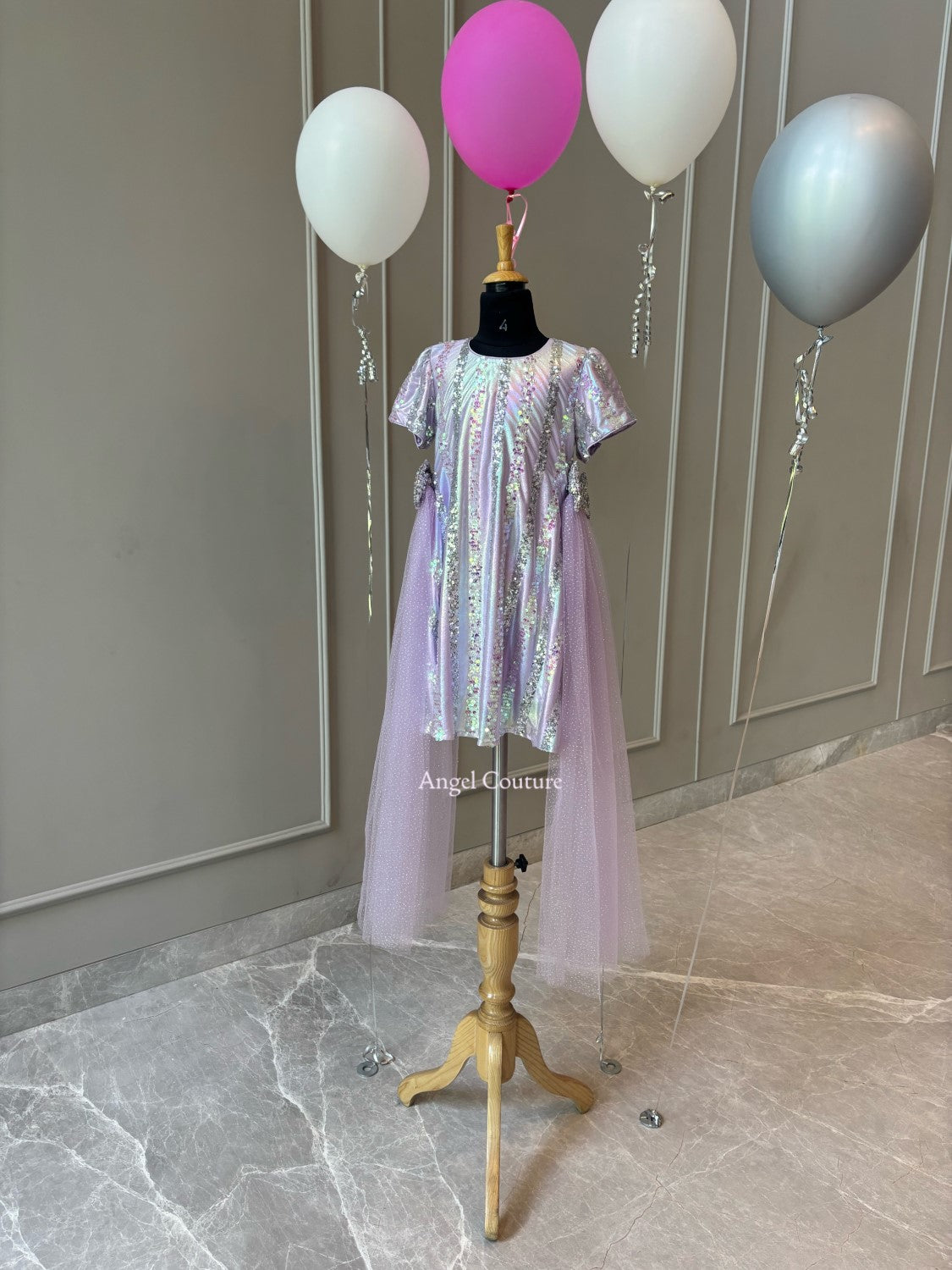 Lilac Silver Hallographic Sequence Dress