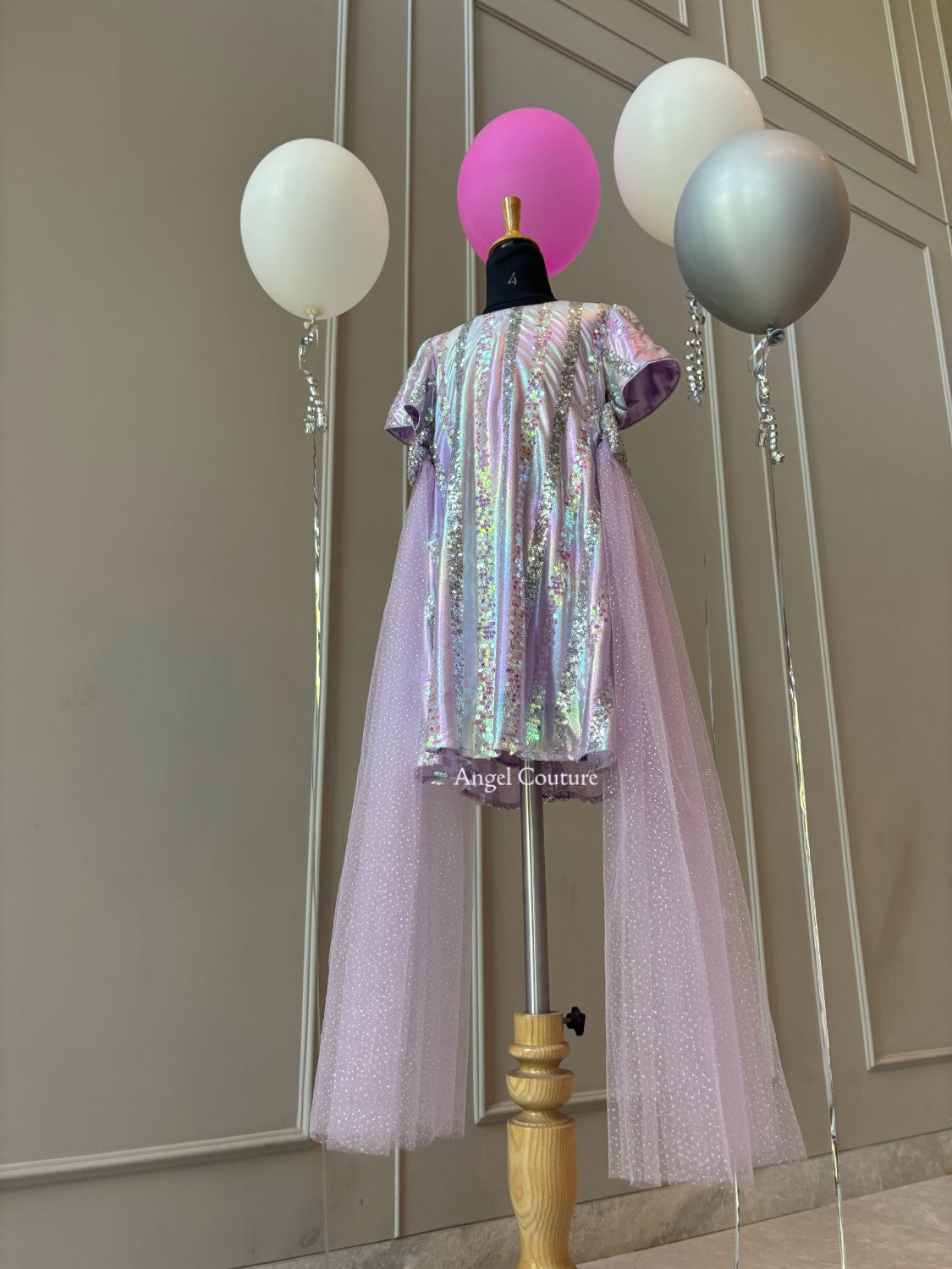 Lilac Silver Hallographic Sequence Dress