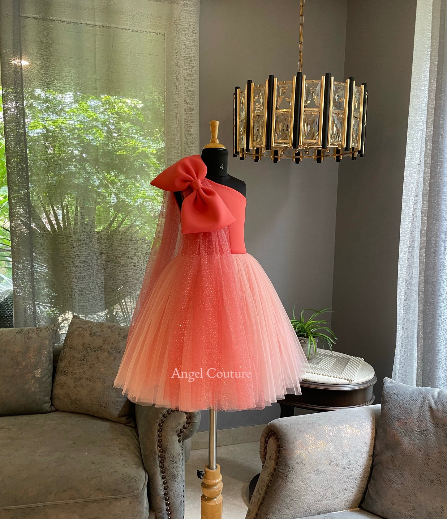 Raspberry One Shoulder Glitter Bow Drape Dress