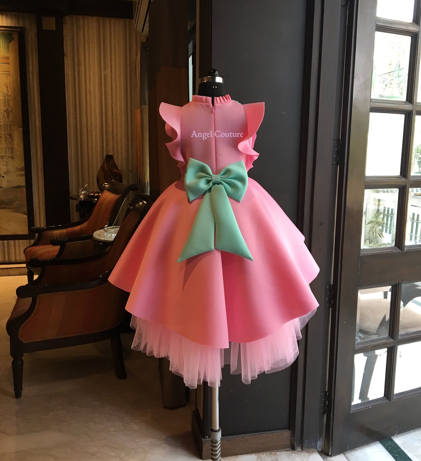 Lotus Pink Birdcage Short Long Gown