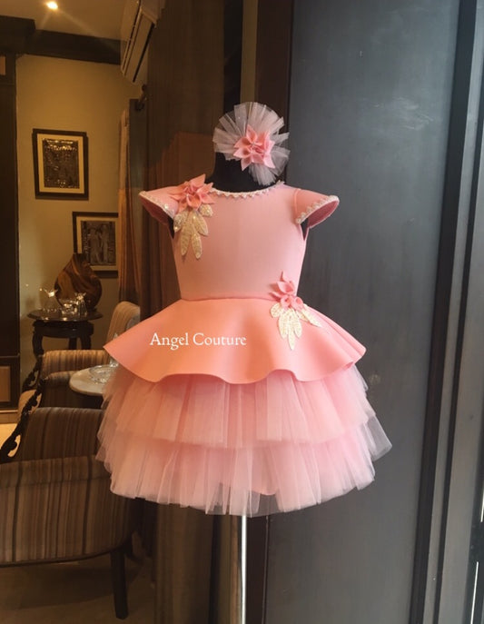Baby Pink Palm Lace Dress