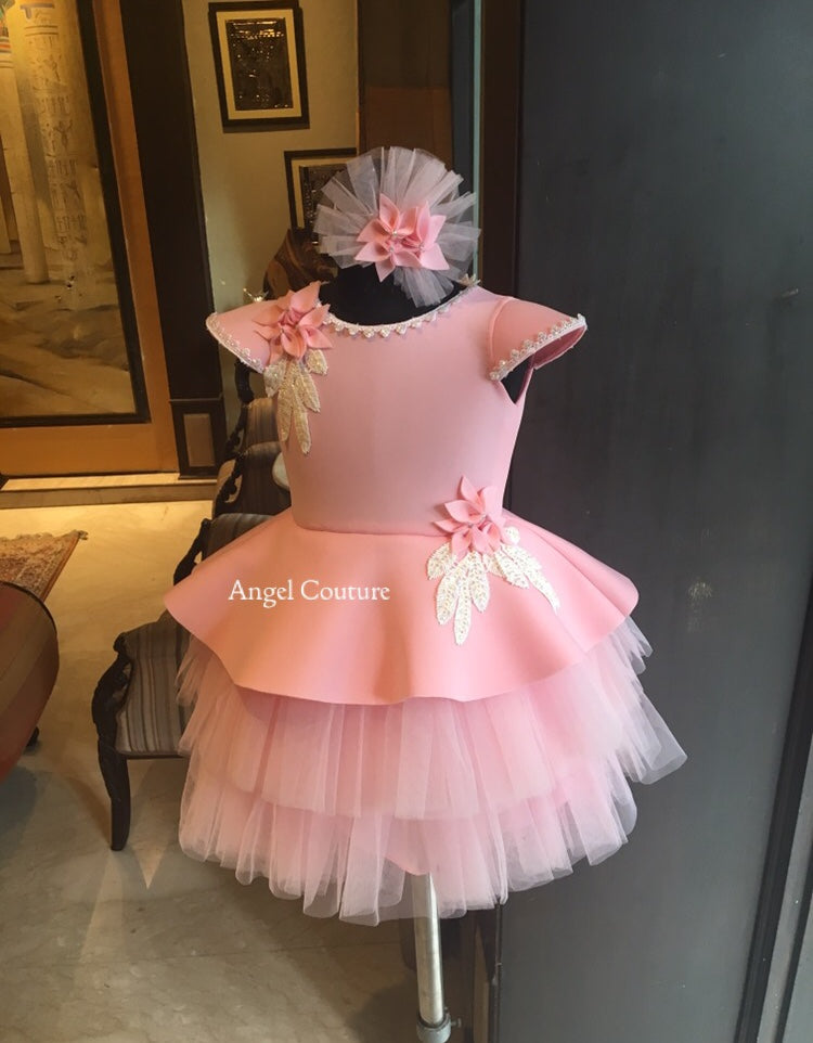 Baby Pink Palm Lace Dress
