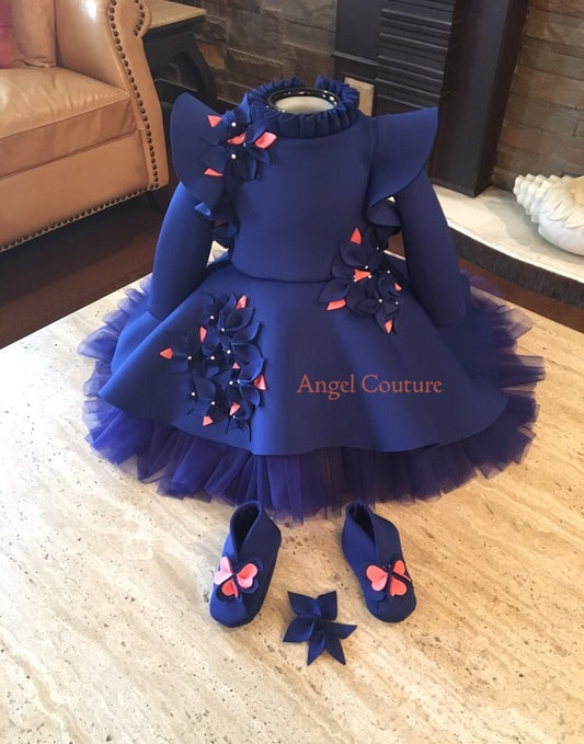 Royal Blue Garden Dress With Net