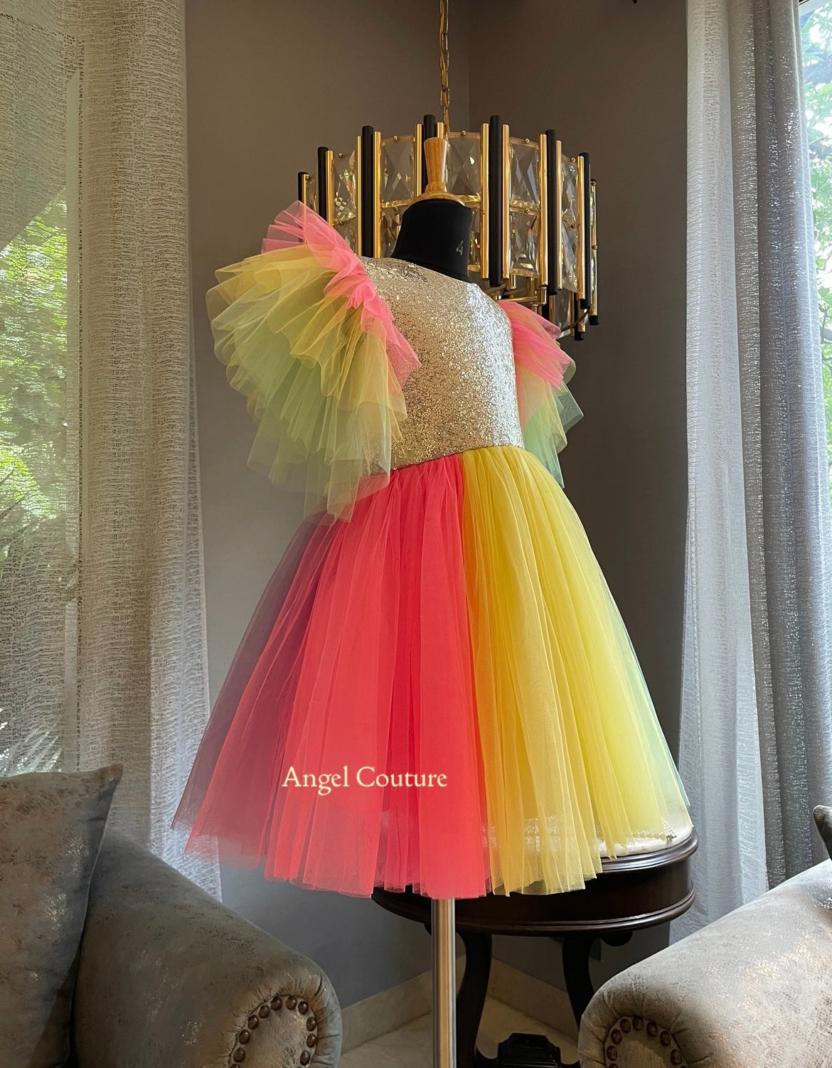 Silver Sequence Rainbow Net Dress