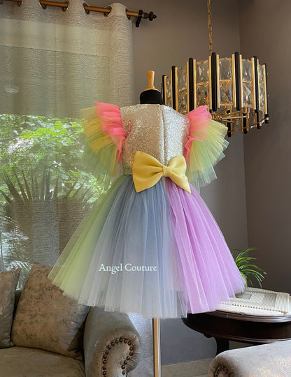 Silver Sequence Rainbow Net Dress