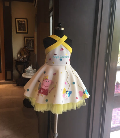 Ivory Yellow Criss Cross Peppa Pig Dress