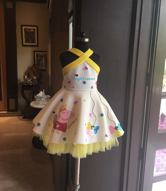 Ivory Yellow Criss Cross Peppa Pig Dress