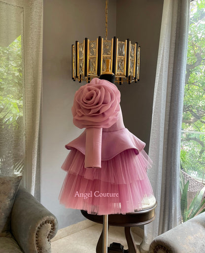 Lilac One Shoulder Organza Bloom Dress