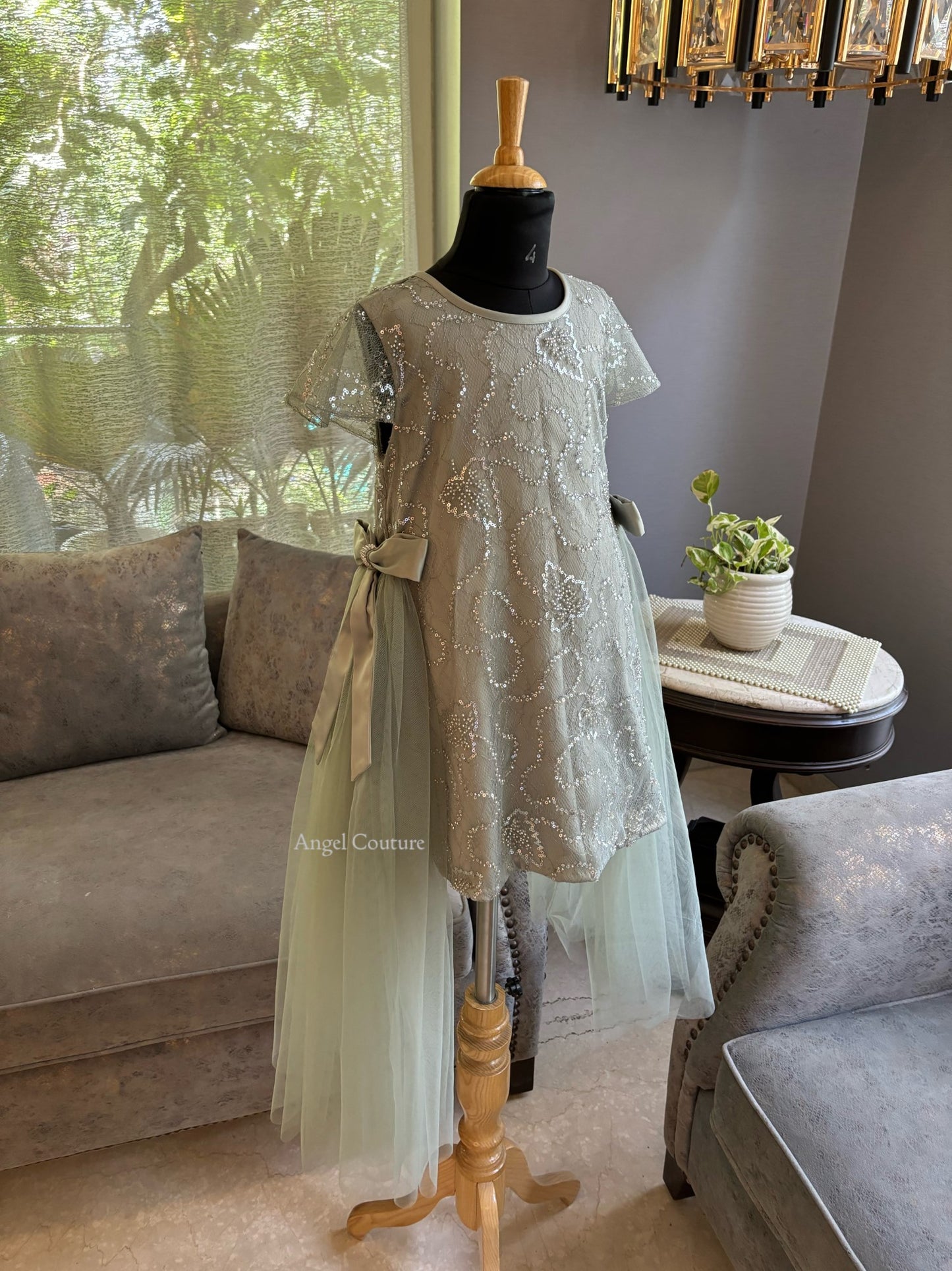 English Green Chantilly A Line Dress