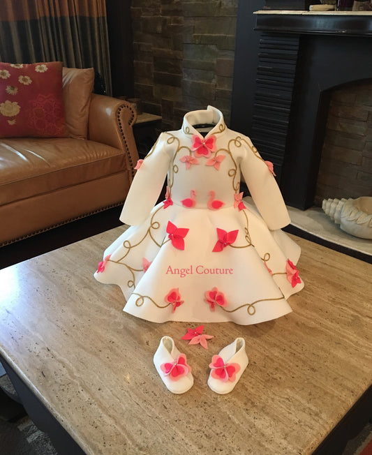 Ivory Shades Of Pink Swan Dress