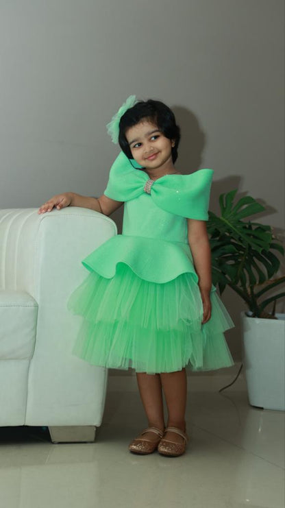 Mint Green Offshoulder Bow Charm Dress