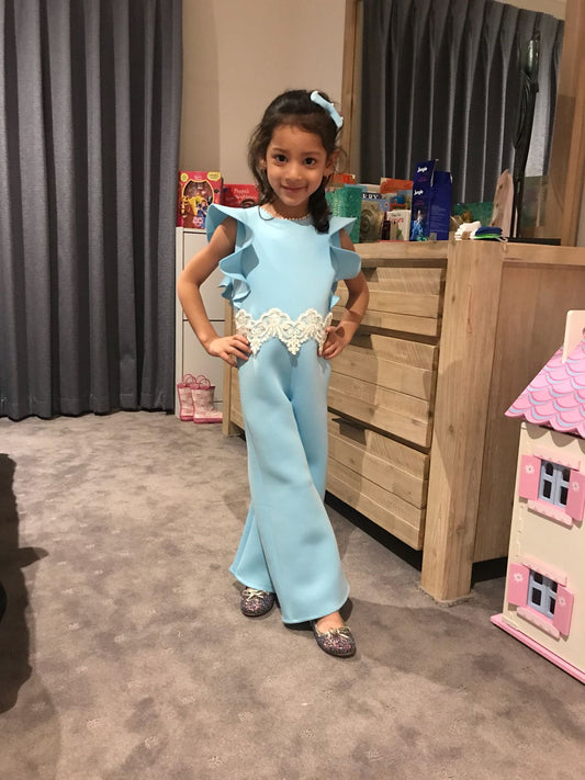 Ice Blue Lace Jumpsuit