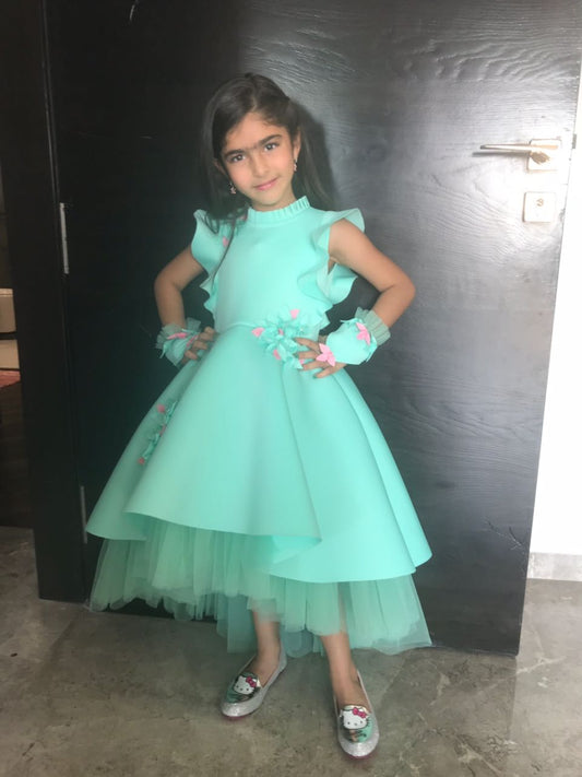 Mint Green Birdcage Short Long Gown