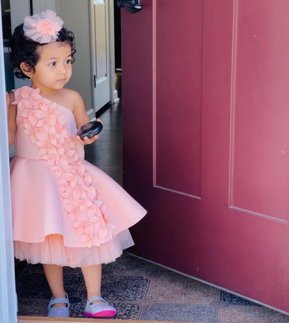 Baby Pink Falling Flowers Dress