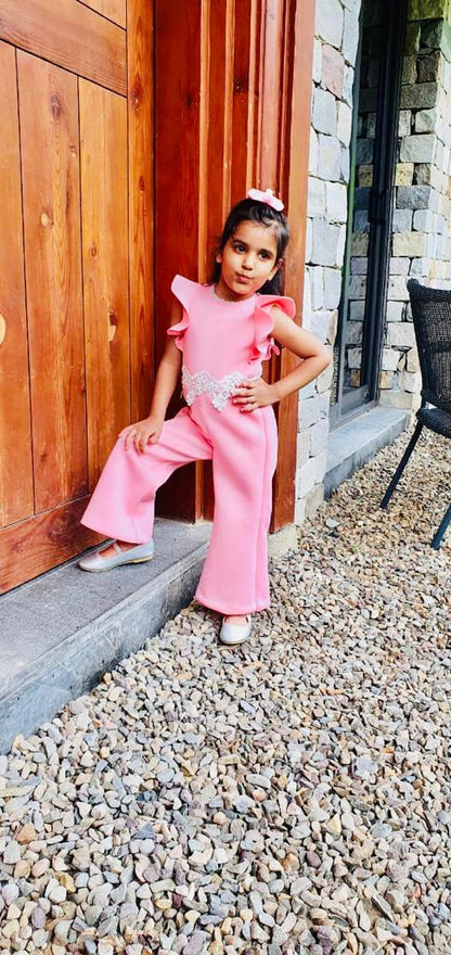Baby Pink Lace Jumpsuit