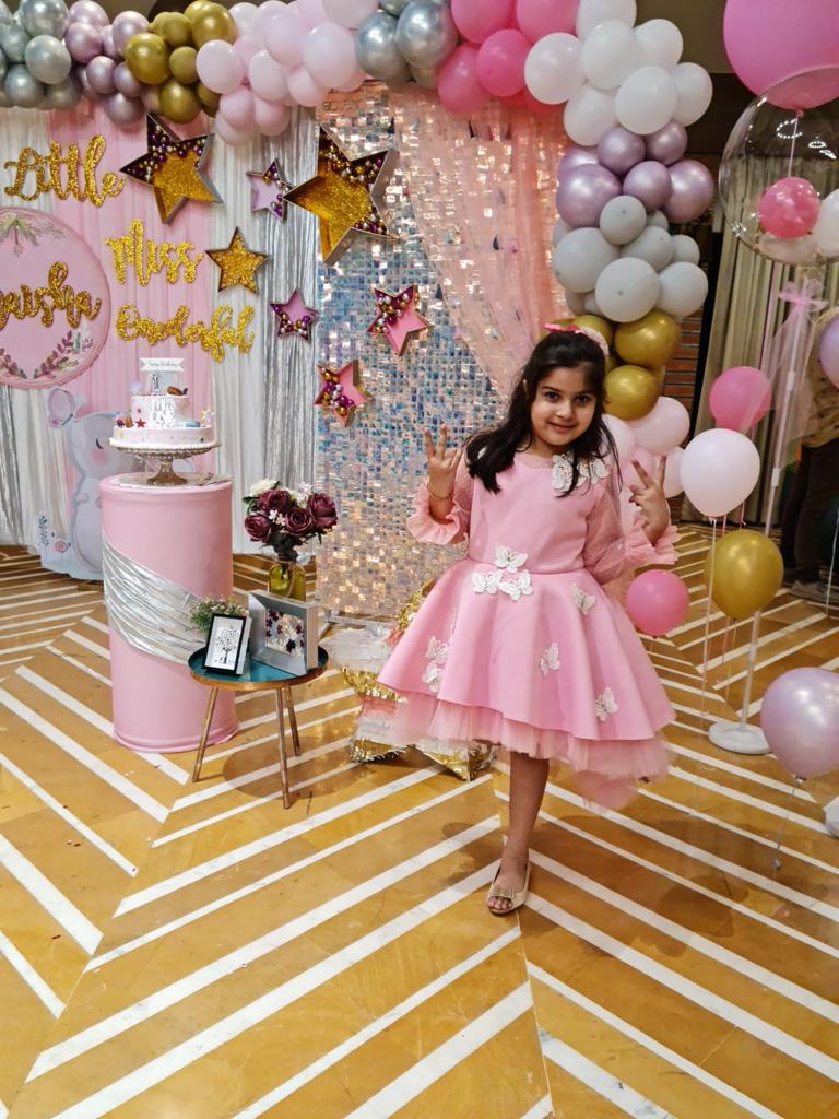 Baby Pink Lace Butterfly Short Long Gown