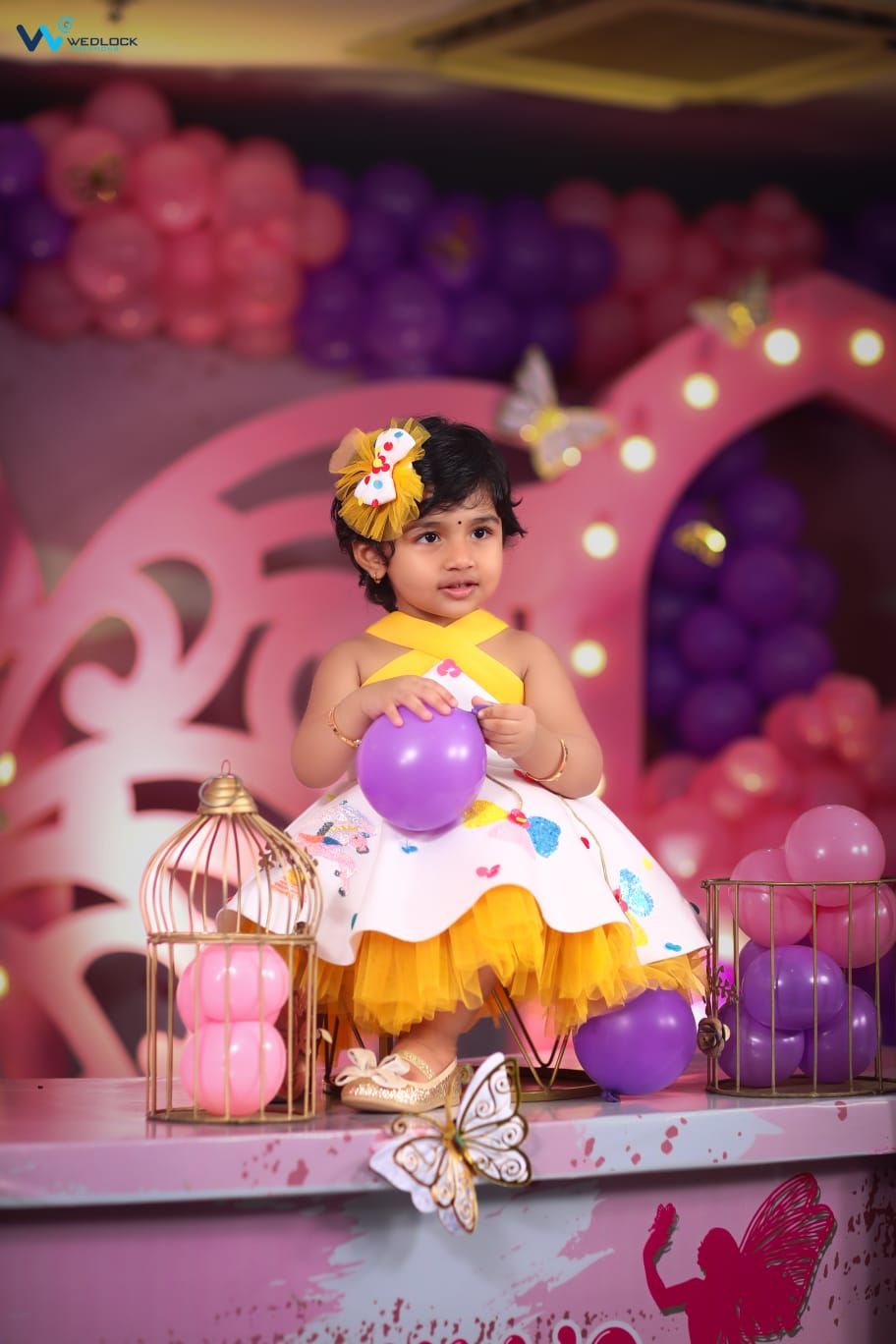 Ivory Yellow Criss Cross Unicorn Carousel Dress