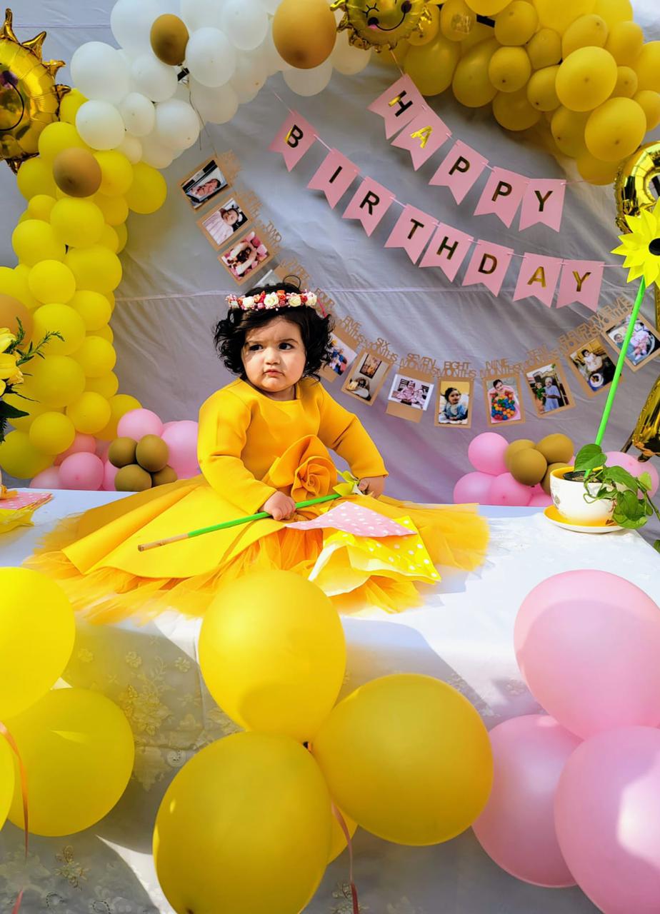 Yellow Big Rose Short Long Gown