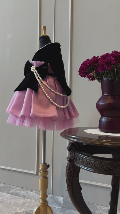 Black Lavender Pearl String Dress