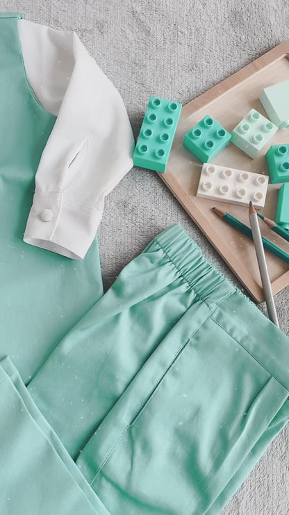 Ice Blue Waist Coat Trouser Shirt Set