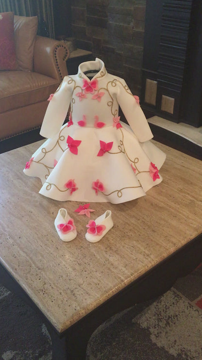 Ivory Shades Of Pink Swan Dress