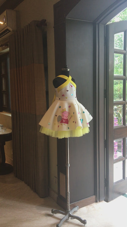 Ivory Yellow Criss Cross Peppa Pig Dress